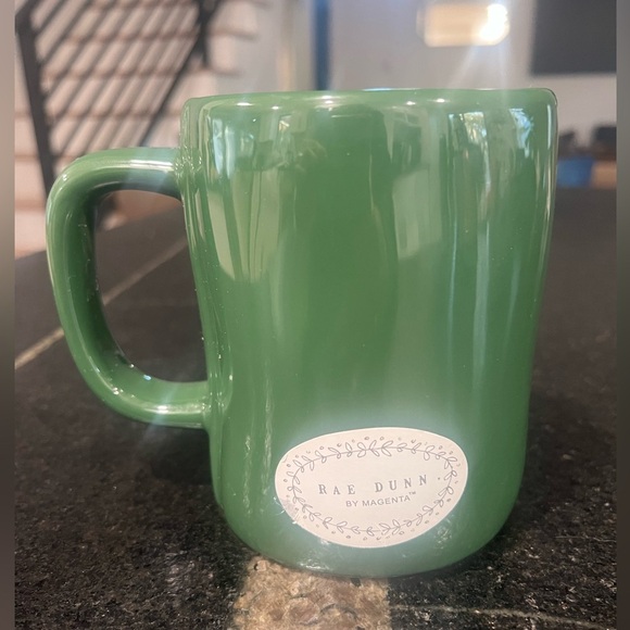 Rae Dunn Magenta CUP OF CHEER Green 20 Oz Ceramic Coffee Tea Mug Cup New - Picture 3 of 5